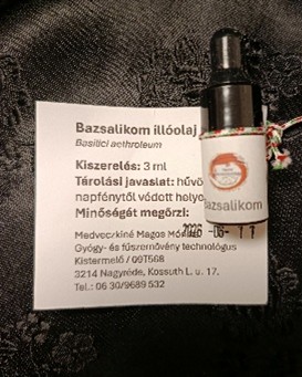 Bazsalikom illóolaj (Aethroleum Basilici)