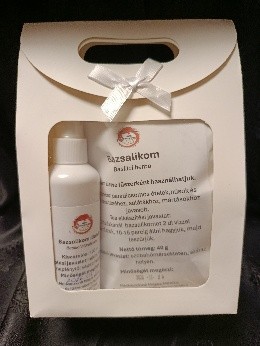 Bazsalikom virágos hajtás (Basilici herba)halvány krémszínű ajándékcsomagban.